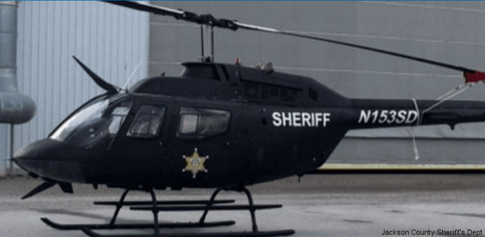 Helicopter Bell OH-58A Kiowa Serial 41101 Register N153SD 70-15550 used by Jackson County Sheriff's Department ,US Army Aviation Army. Aircraft history and location