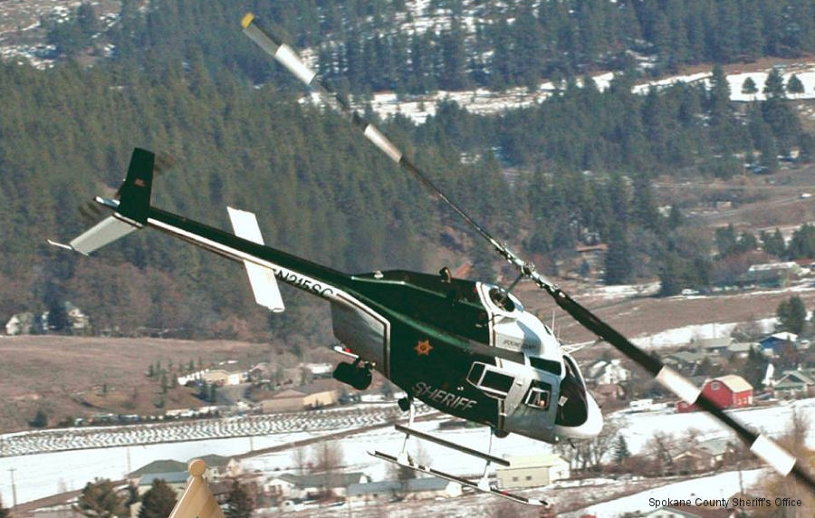 Helicopter Bell OH-58A Kiowa Serial 40699 Register N215SC 70-15148 used by SRASU (Spokane County Sheriff's Office) ,US Army Aviation Army. Built 1970. Aircraft history and location