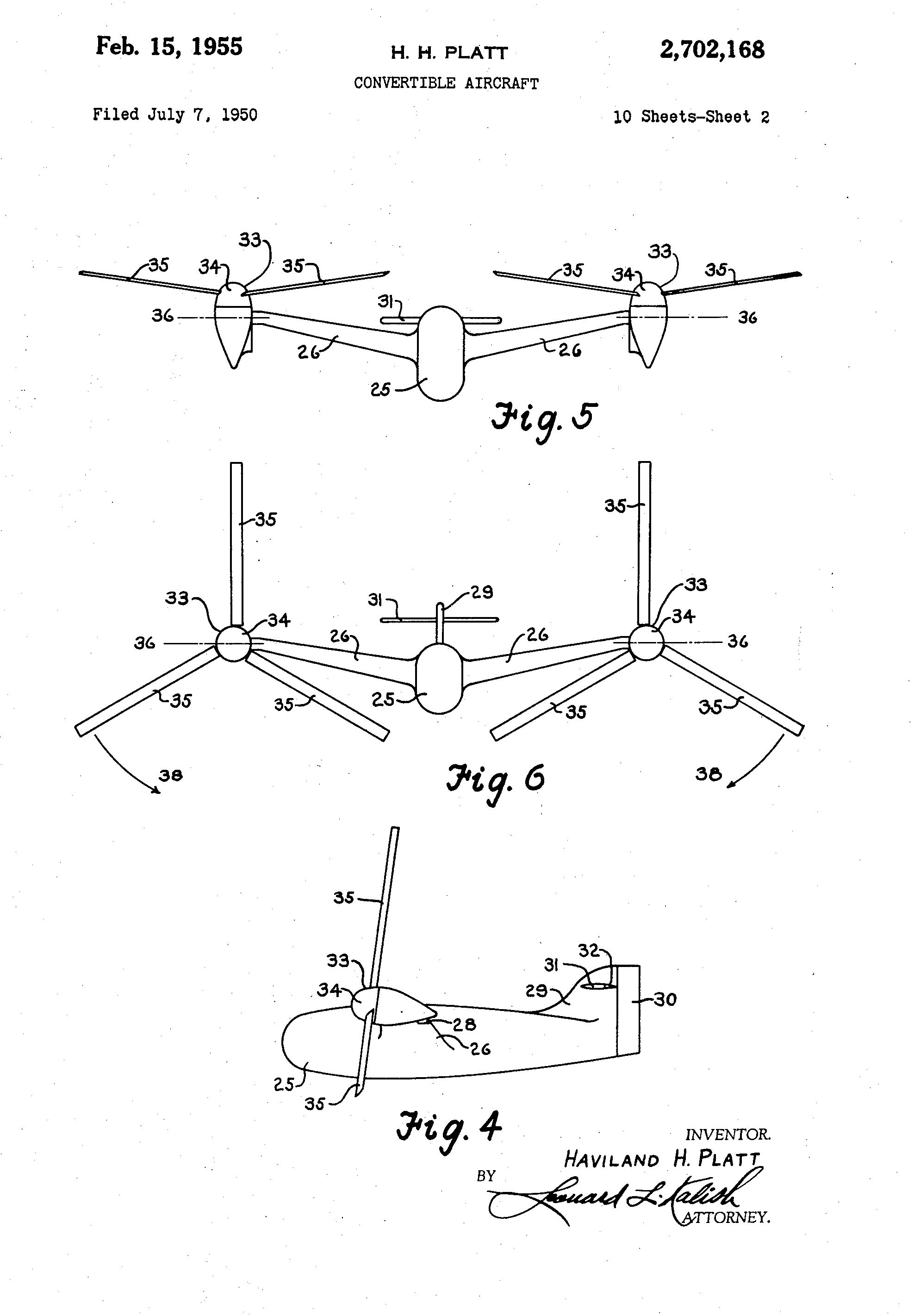 Platt LePage convertible aircraft Patent US 2702168 A