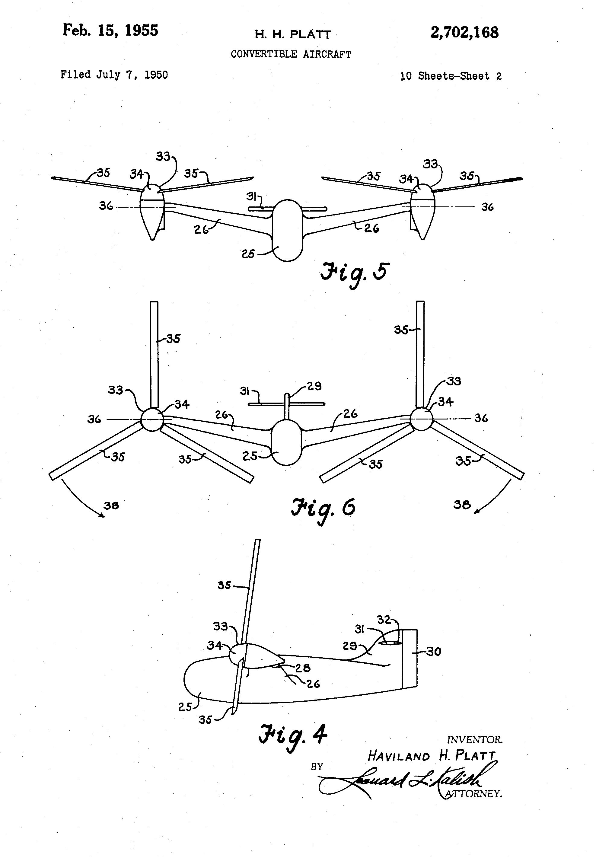 Platt LePage convertible aircraft Patent US 2702168 A