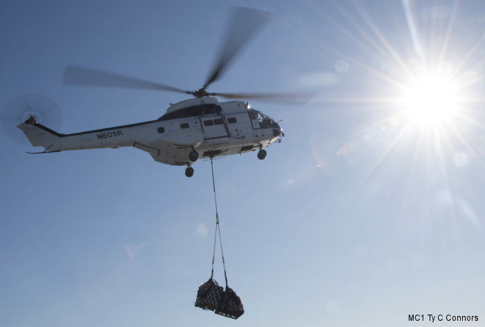 Detailed history and photos of helicopter Aerospatiale SA330J Puma Serial 1358 Register N605R PP-MBG HC-BYG PT-HTY F-BXOY used by Erickson ,US Navy USN ,EP Aviation ,Roberts Aircraft Company ,Helivia Aero Taxi ,Aeromaster ,Heli-Union Track service timeline and current status.