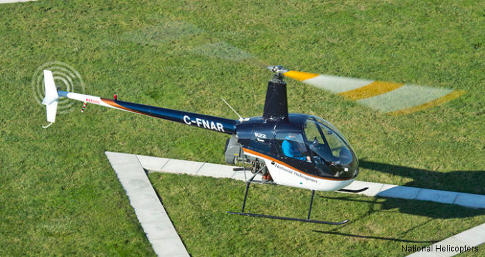 Helicopter Robinson R22 Beta Serial 1728 Register C-FNAR used by National Helicopters Inc. Built 1991. Aircraft history and location