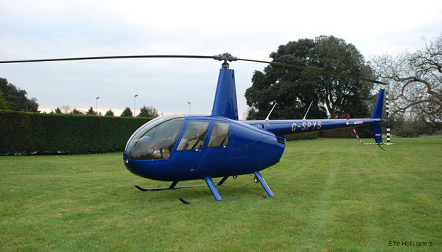Detailed history and photos of helicopter Robinson R44 Raven II Serial 11274 Register N62CD G-SPYS used by Elite Helicopters ,Heli Air Ltd Track service timeline and current status.