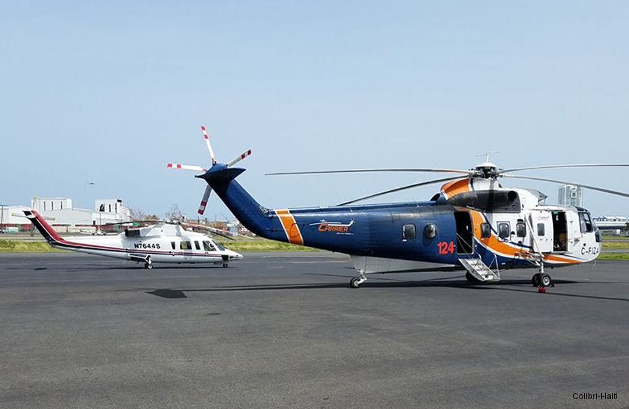 Helicopter Sikorsky S-61N Serial 61-491 Register C-FIZA PR-HRU C-FTIG N613RM N223RA N3984C OY-HAO N6227 used by Helicopteres Helicarrier Inc ,HRT Participações em Petróleo SA HRT (HRT) ,Cougar Helicopters ,VIH Helicopters Ltd ,Air Greenland ,Sikorsky Helicopters. Built 1972. Aircraft history and location