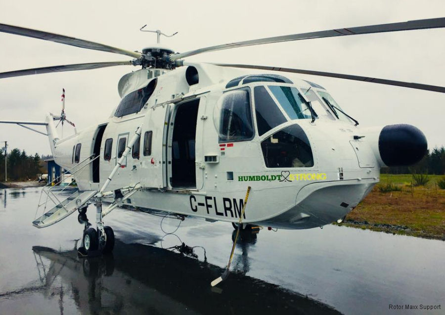 Detailed history and photos of helicopter Sikorsky S-61N Mk.II Serial 61-777 Register N904CH C-FLRM G-BFFJ used by TVPX ,Rotor Maxx Support RMS ,VIH Helicopters Ltd ,Brintel Helicopters ,British International Helicopters BIH ,British Airways Helicopters Track service timeline and current status.