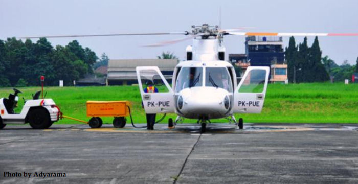 Helicopter Sikorsky S-76A Serial 760200 Register PK-PUE used by Pelita Air Service PAS. Aircraft history and location