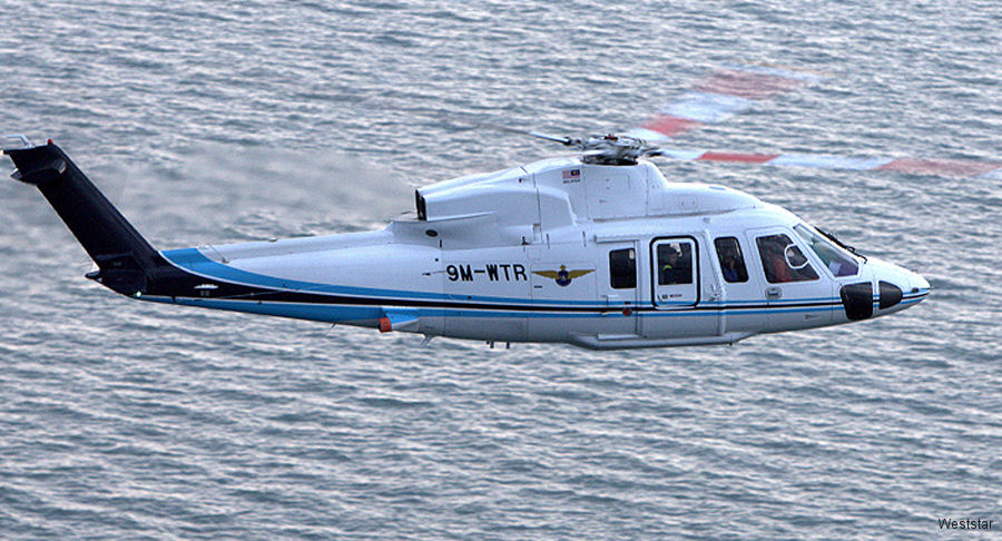 Helicopter Sikorsky S-76C Serial 760755 Register PK-TVL 9M-WTR N755L used by Weststar Aviation WAS. Aircraft history and location