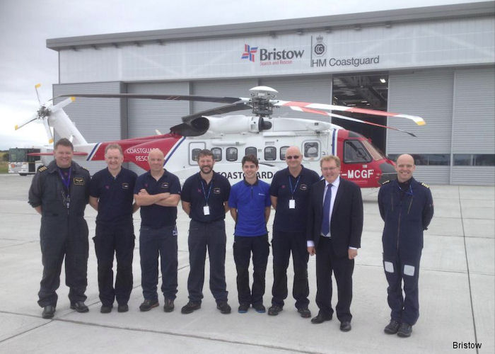 Helicopter Sikorsky S-92A Serial 92-0222 Register G-MCGF N222XC used by HM Coastguard (Her Majesty’s Coastguard) ,Bristow ,Bristow US. Built 2013. Aircraft history and location