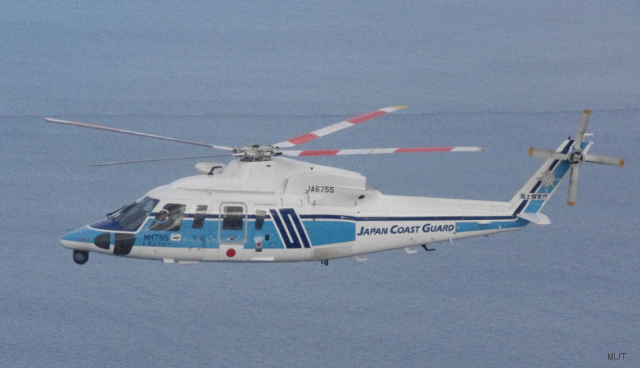 Helicopter Sikorsky S-76C Serial 760431 Register JA6755 used by Kaijō Hoan-chō JPCG (Japanese Coast Guard). Aircraft history and location
