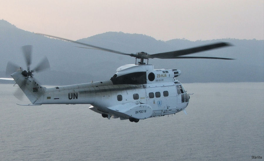 Detailed history and photos of helicopter Aerospatiale SA330J Puma Serial 1619 Register N1625S ZS-HJA used by United Nations UNHAS ,Starlite Helicopters ,Suid-Afrikaanse Lugmag SAAF (South African Air Force) Track service timeline and current status.