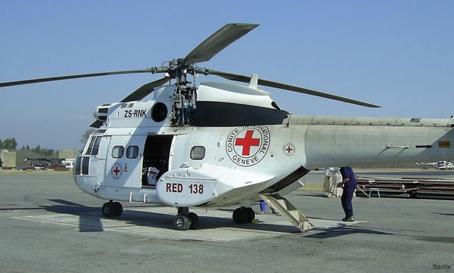 Detailed history and photos of helicopter Aerospatiale SA330F Puma Serial 1227 Register ZS-RNK JA6732 I-EHPE FAE-227 used by Starlite Helicopters ,Aero Asahi AAC ,Elitos ,Fuerza Aerea Ecuatoriana FAE (Ecuadorian Air Force) Track service timeline and current status.