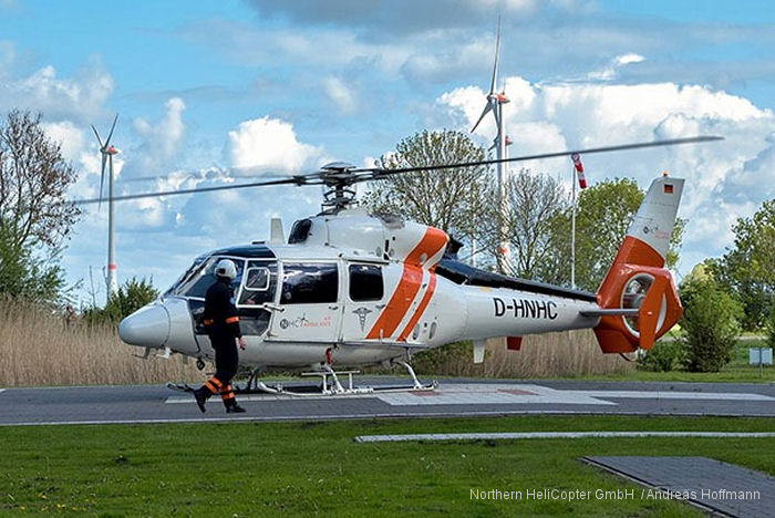 Helicopter Aerospatiale SA365C Dauphin 2 Serial 5017 Register D-HNHC EC-IEL F-GHXF LV-AID F-GBGV F-WTNW used by Northern HeliCopter GmbH NHC ,Helicsa ,Heli-Union ,Helicopteros Marinos HMSA ,Aerospatiale. Built 1978. Aircraft history and location