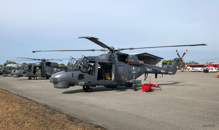 Helicopter AgustaWestland Super Lynx mk100 Serial 424 Register M501-1 used by Tentera Laut Diraja Malaysia TLDM (Royal Malaysian Navy). Aircraft history and location