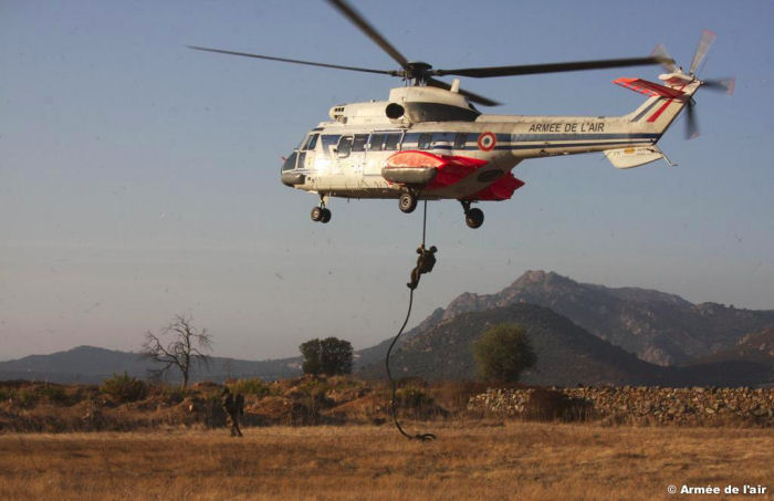 Photos of AS332 Super Puma in French Air Force helicopter service.