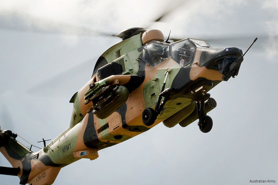 Detailed history and photos of helicopter Eurocopter Tiger ARH Serial 4021 Register A38-021 used by Australian Army Aviation (Australian Army) Track service timeline and current status.