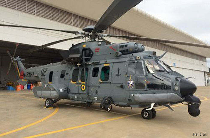 Helicopter Eurocopter EC725 Caracal Serial  Register N-7202 used by Força Aeronaval da Marinha do Brasil (Brazilian Navy). Aircraft history and location