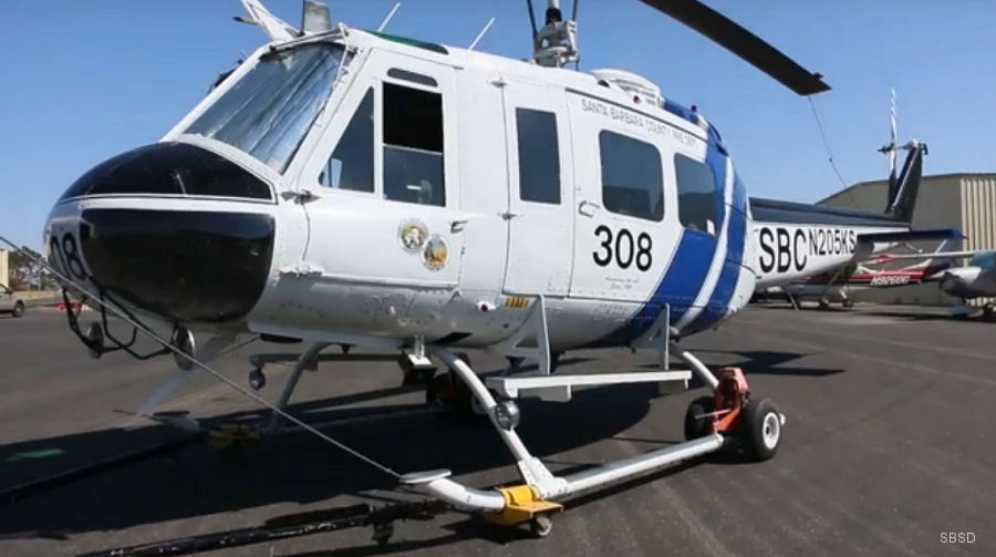 Helicopter Bell UH-1H Iroquois Serial 9526 Register N205KS 67-17328 used by SBCFD (Santa Barbara County Fire Department) ,US Forest Service USFS ,US Army Aviation Army. Aircraft history and location