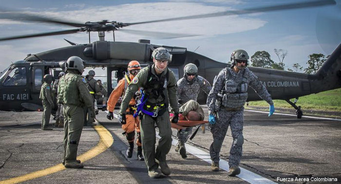 Detailed history and photos of helicopter Sikorsky UH-60L Black Hawk Serial 70-2070 Register FAC4121 used by Fuerza Aerea Colombiana FAC (Colombian Air Force) Track service timeline and current status.