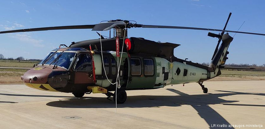 Helicopter Sikorsky UH-60M Black Hawk Serial  Register 21-27463 used by Karinės oro pajėgos  (Lithuanian Air Force) ,US Army Aviation Army. Built 2021. Aircraft history and location