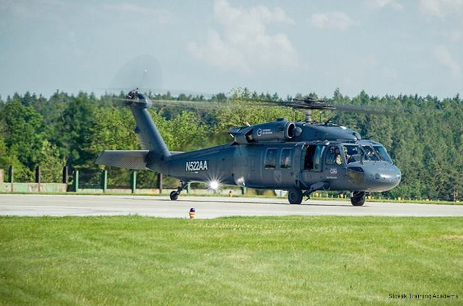 Detailed history and photos of helicopter Sikorsky UH-60A Black Hawk Serial 70-273 Register OM-BHK N522AA 81-23552 used by Slovak Training Academy STA ,US Army Aviation Army Converted to Commercial UH-60 Track service timeline and current status.