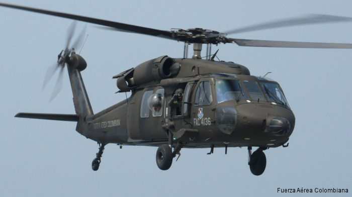 Detailed history and photos of helicopter Sikorsky UH-60L Black Hawk Serial 70-3063 Register FAC4136 used by Fuerza Aerea Colombiana FAC (Colombian Air Force) Track service timeline and current status.