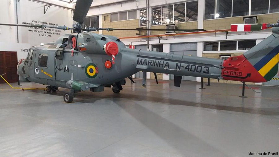 Detailed history and photos of helicopter Westland Super Lynx mk21a Serial 380 Register N-4003 used by Força Aeronaval da Marinha do Brasil (Brazilian Navy) Track service timeline and current status.