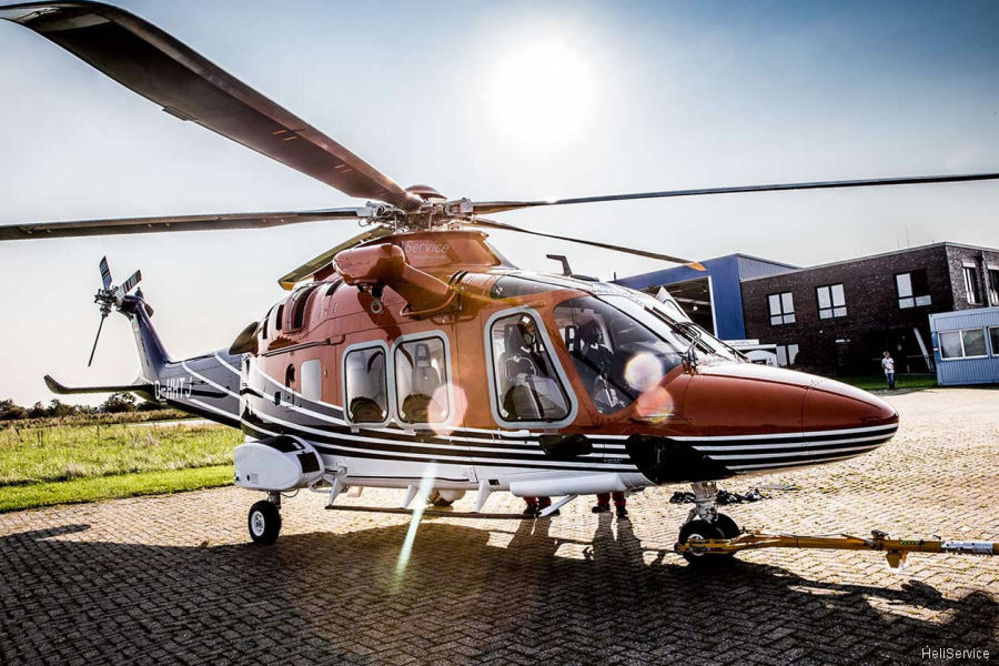 Helicopter AgustaWestland AW169 Serial 69033 Register D-HHTJ I-EASV used by HeliService International GmbH ,AgustaWestland Italy. Built 2016. Aircraft history and location