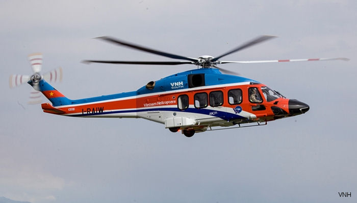 Detailed history and photos of helicopter AgustaWestland AW189 Serial 49033 Register VN-8640 I-RAIW used by Vietnam Helicopter Company VNH ,AgustaWestland Italy Track service timeline and current status.