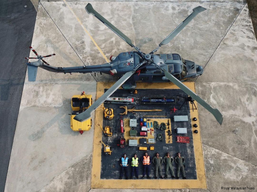 Photos of Super Lynx mk100 in Royal Malaysian Navy helicopter service.
