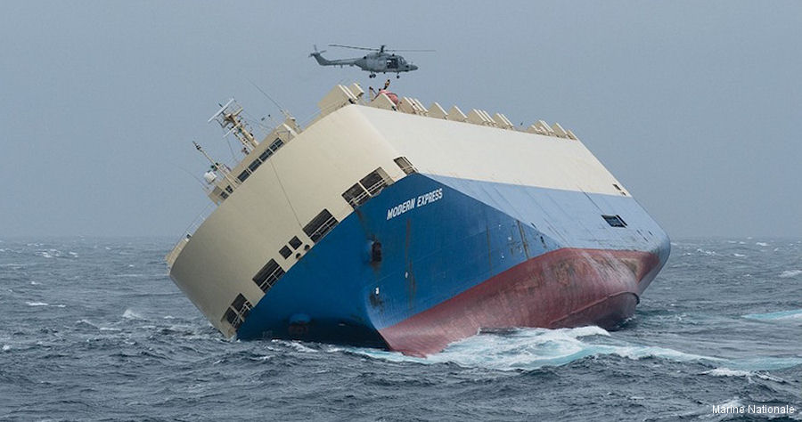 Modern Express Ship rescue by Lynx helicopter