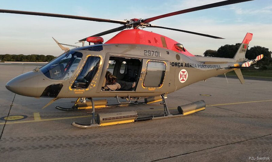 Helicopter AgustaWestland AW119Kx Koala Serial 14959 Register 29701 N677SS used by Força Aérea Portuguesa (Portuguese Air Force) ,AgustaWestland Philadelphia (AgustaWestland USA). Built 2018. Aircraft history and location