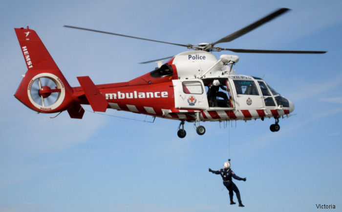 Helicopter Eurocopter AS365N3 Dauphin 2 Serial 6597 Register XT-HAH VH-PVG used by Australia Police ,CHC Helicopters Australia ,Lloyd Helicopters. Built 2001. Aircraft history and location