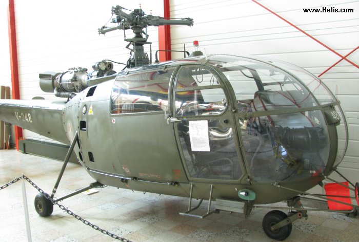 Helicopter F+W Emmen SA316B Alouette III Serial 124/1070 Register V-248 used by Schweizer Luftwaffe (Swiss Air Force). Aircraft history and location