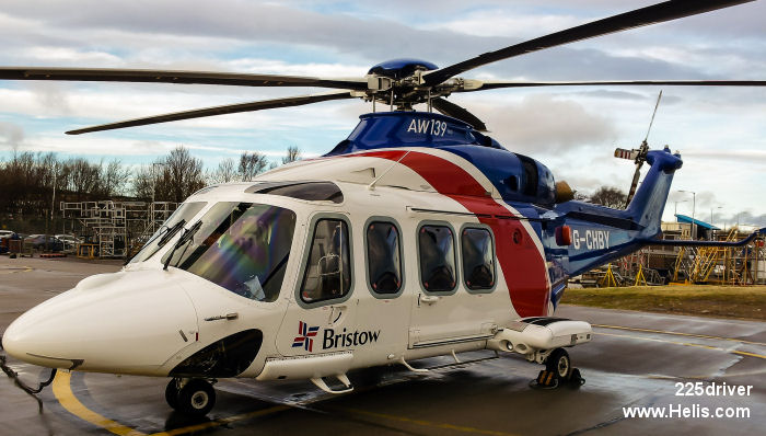 Helicopter AgustaWestland AW139 Serial 31310 Register G-CHBY OY-HLB used by Bristow ,Bel Air Aviation. Built 2010. Aircraft history and location