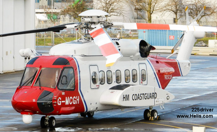 Helicopter Sikorsky S-92A Serial 92-0234 Register G-MCGH N234TR used by HM Coastguard (Her Majesty’s Coastguard) ,Bristow ,Sikorsky Helicopters. Built 2014. Aircraft history and location