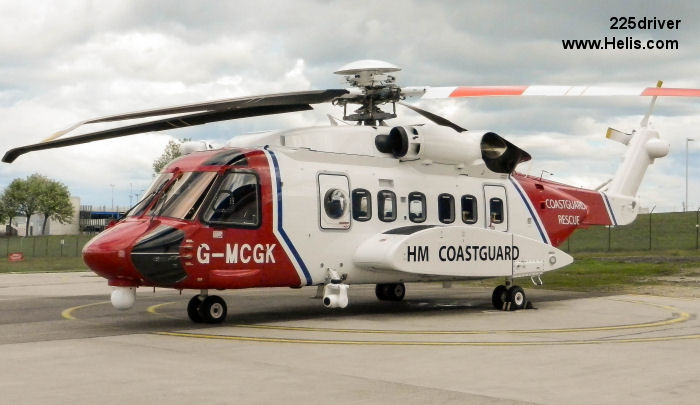 Helicopter Sikorsky S-92A Serial 92-0251 Register G-MCGK N251Z used by HM Coastguard (Her Majesty’s Coastguard) ,Bristow ,Sikorsky Helicopters. Built 2014. Aircraft history and location