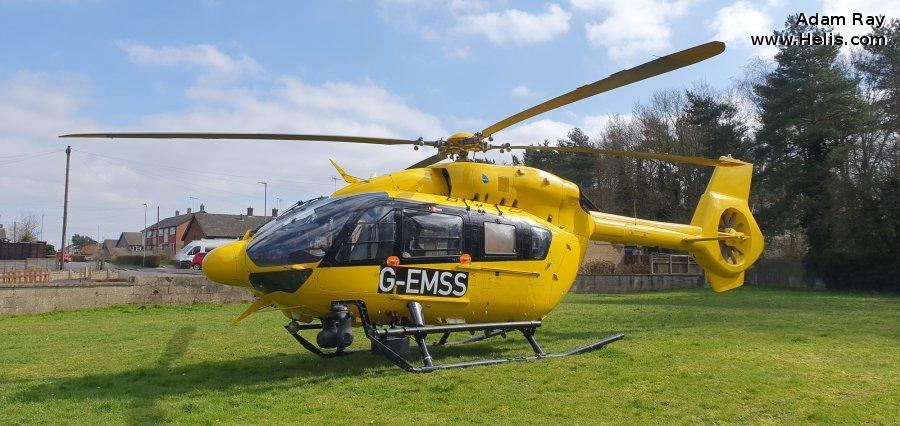 Helicopter Airbus H145D2 / EC145T2 Serial 20217 Register G-EMSS used by UK Air Ambulances WAAC (Wales Air Ambulance) ,SASv (Scottish Ambulance Service) ,Babcock International Babcock. Built 2018. Aircraft history and location