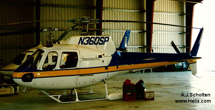 Helicopter Aerospatiale AS350D Astar Serial 1198 Register C-GQHK N360SP used by Rogers Helicopters. Built 1979. Aircraft history and location