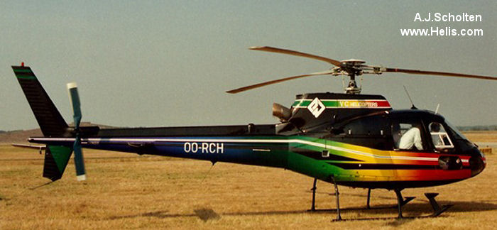 Helicopter Aerospatiale AS350B2 Ecureuil Serial 2493 Register G-BXGA OO-RCH OO-XCH used by PDG Helicopters. Built 1991. Aircraft history and location