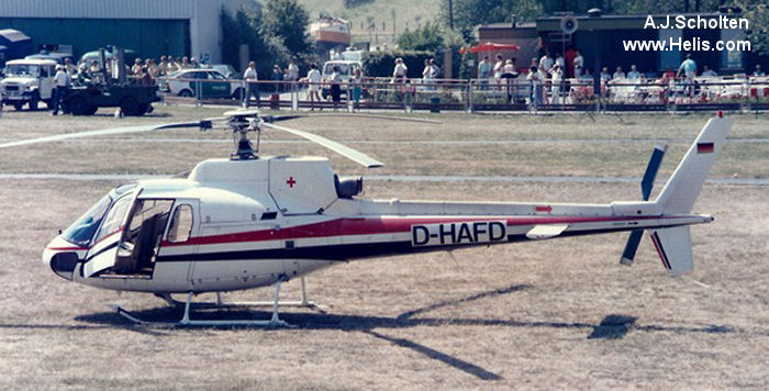 Helicopter Aerospatiale AS350B Ecureuil Serial 1593 Register N350AE D-HAFD. Built 1983. Aircraft history and location
