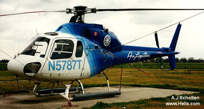 Helicopter Aerospatiale AS355E TwinStar Serial 5080 Register N5787T used by Air Logistics. Built 1982. Aircraft history and location