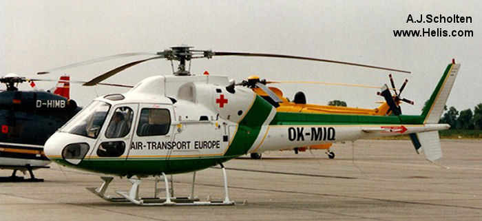 Helicopter Aerospatiale AS355F Ecureuil 2 Serial 5160 Register RA-1435K OM-MIQ OK-MIQ F-GEXD F-ODDH used by Air Transport Europe Ltd ATE. Aircraft history and location
