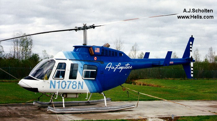 Helicopter Bell 206L-1 Long Ranger Serial 45389 Register N1078N used by Air Logistics Sky Aviation. Built 1980. Aircraft history
