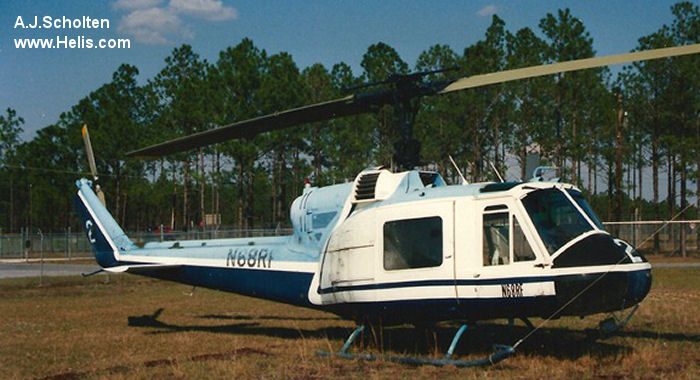 Helicopter Bell UH-1C Iroquois Serial 1421 Register N68RF 65-09521 used by US Forest Service USFS ,US Army Aviation Army. Aircraft history and location