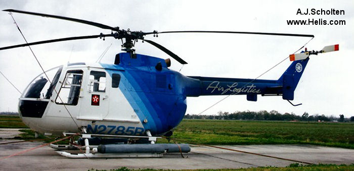 Helicopter MBB Bo105CBS-2 Serial S-642 Register N2785R used by Air Logistics. Built 1983. Aircraft history and location