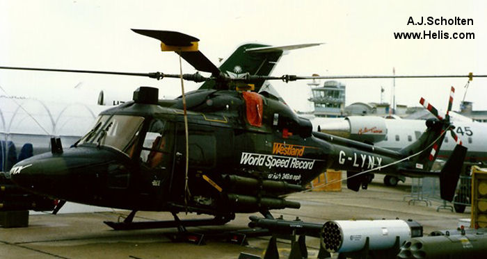Helicopter Westland Lynx Serial 102 Register G-LYNX G-LYNX/ZA500 ZB500 used by AgustaWestland UK ,Westland ,Army Air Corps AAC (British Army). Aircraft history and location