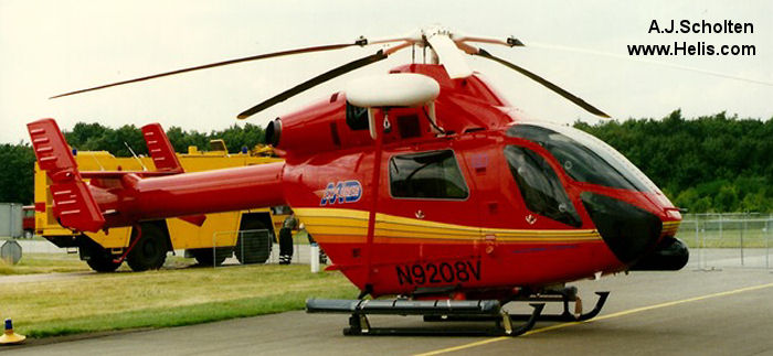 Helicopter McDonnell Douglas MD900 Explorer Serial 900/00010 Register 9010 N555WA N9208V XA-FAA used by US Coast Guard Eastern Atlantic Helicopters marinen (swedish navy). Built 1995. Aircraft history and location
