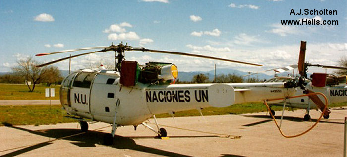 Helicopter Aerospatiale SA316B Alouette III Serial 2271 Register N49550 used by Roberts Aircraft Company ,United Nations UNHAS ,Evergreen Helicopters. Built 1975. Aircraft history and location