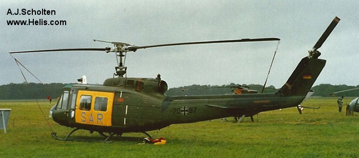 Helicopter Dornier UH-1D Serial 8157 Register 70+97 used by Luftwaffe (German Air Force). Aircraft history and location