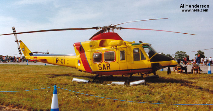 Helicopter Agusta AB412SP Serial 25630 Register HAL-460 R-01 used by Marina de Guerra del Peru (Peruvian Navy) ,Koninklijke Luchtmacht RNLAF (Royal Netherlands Air Force). Built 1993. Aircraft history and location